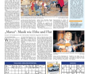 18. Juli 2011, Goslarsche Zeitung<br>Marea – Konzert mit Variationen in der Hahnenkleer Stabkirche