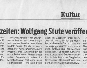 16. November 2013, NP, Herr der Gezeiten: Wolfgang Stute veröffentlicht neue CD